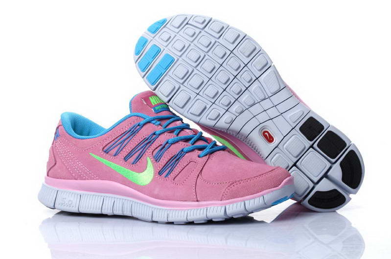 Nike Free 5.0 Fur Chaussures Femmes Rose Bleu